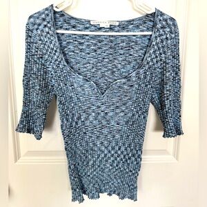 Veronica Beard Lipa Rib Knit Pullover Sweetheart Neck Size L
